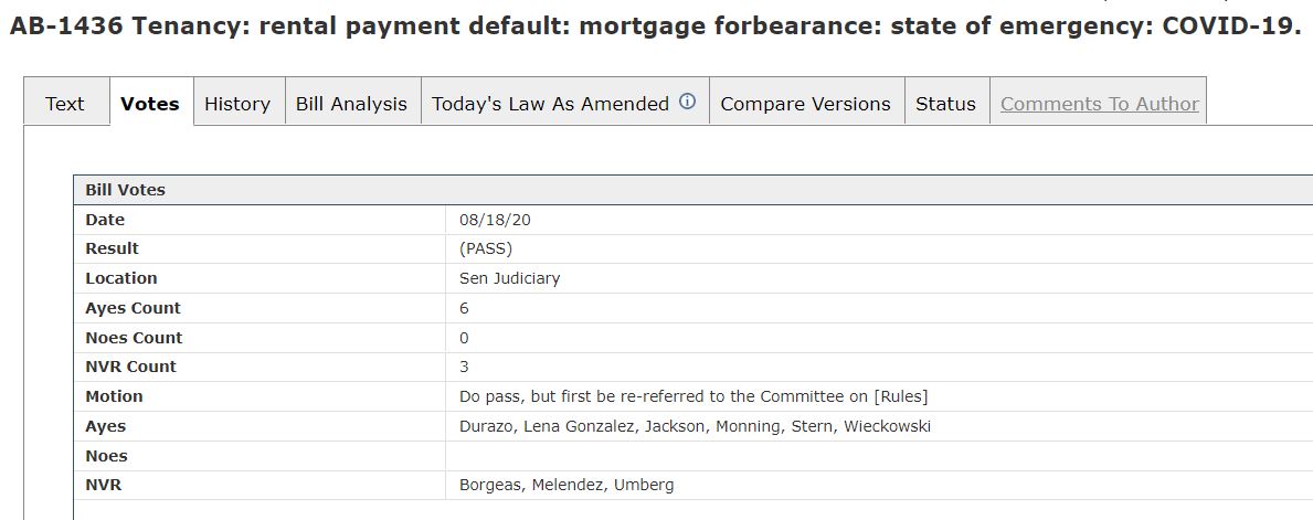 Eviction Freeze and Mandatory Forbearance Law Passes Judiciary Vote