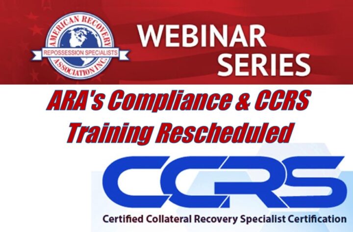 ARA's Compliance Monitoring System & CCRS Training Rescheduled