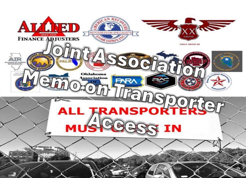 Joint Repossession Association Memo on Transporter Access