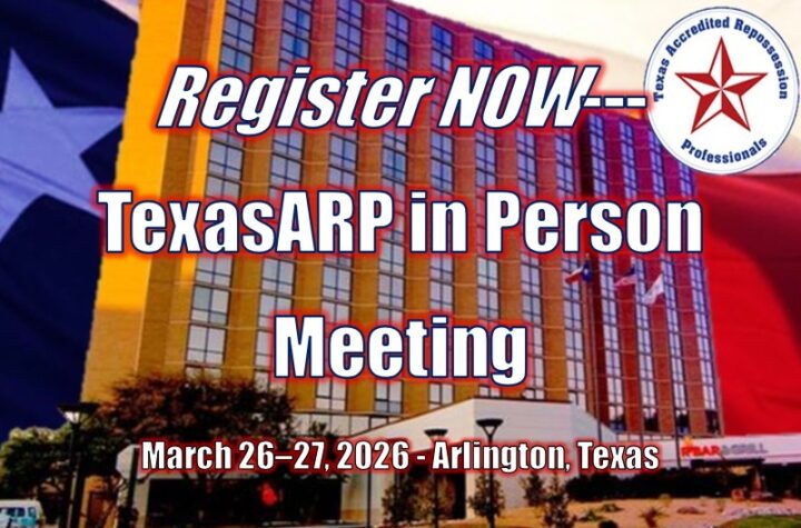 Register NOW---TexasARP in Person Meeting