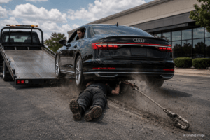 Dealer Accused of Driving Away During Repo with Recovery Agent Beneath Vehicle