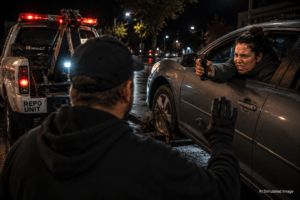 Pepper Spray, a Damaged Repo Truck and Two Hours in the Car