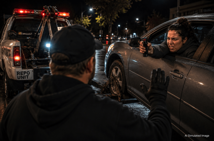 Pepper Spray, a Damaged Repo Truck and Two Hours in the Car